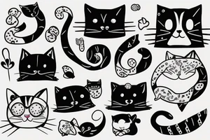 Cute funny cats tattoo idea