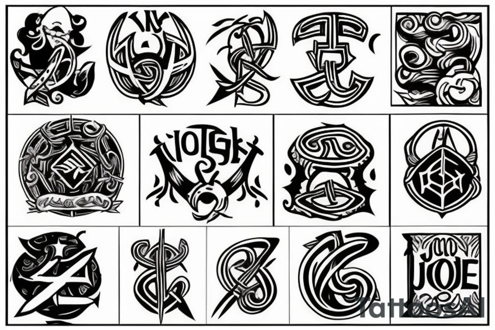 sailor style norse runes tattoo idea