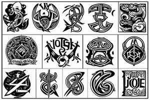 sailor style norse runes tattoo idea