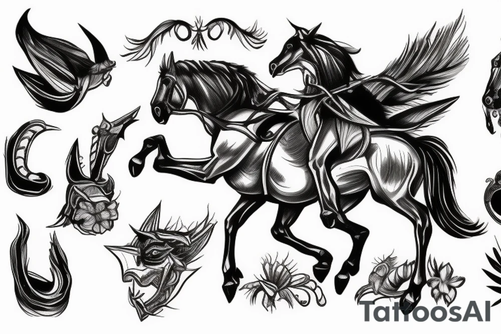 devil riding a horse tattoo idea