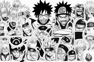 Naruto, Ruffy of One Piece, Jindujun of Dragonball and Demon Slayer tattoo idea