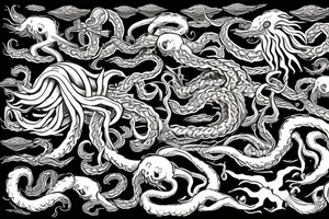 Kraken battling a viking warship tattoo idea