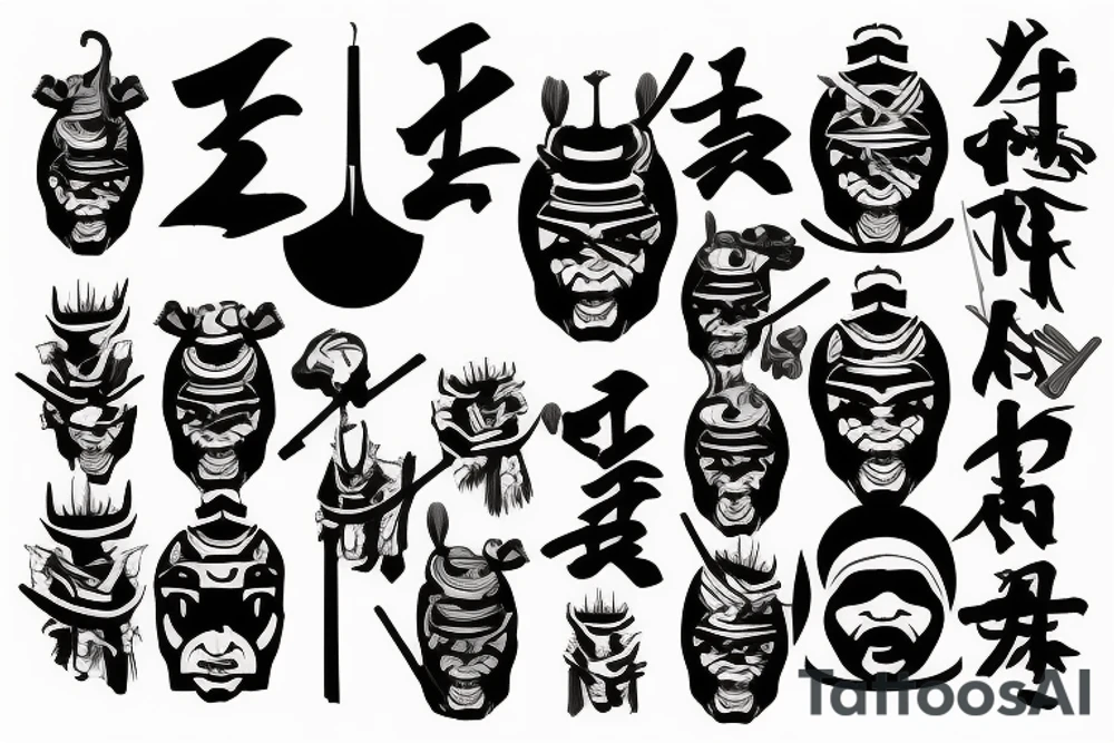 samurai with sunset tattoo idea