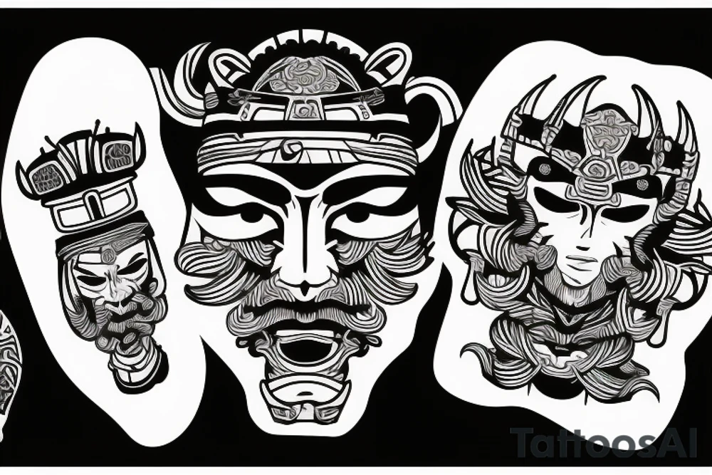 samurai with sunset tattoo idea