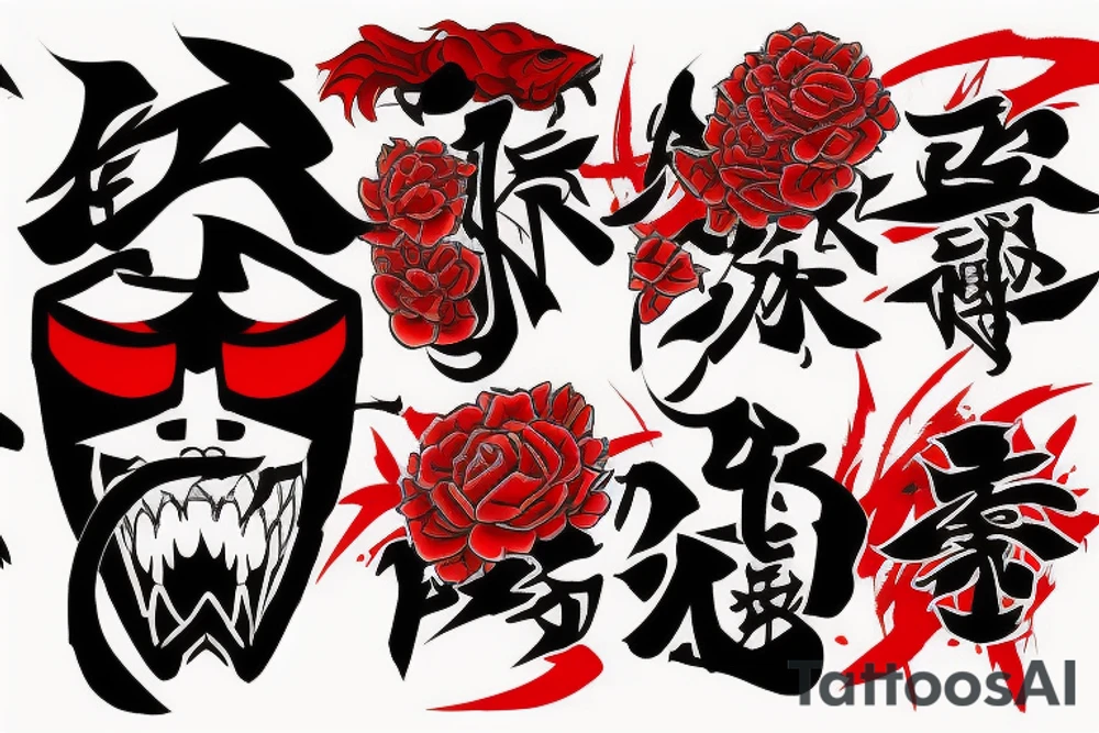 Japanese warrior red black shoulder tattoo idea