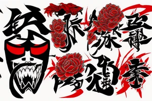 Japanese warrior red black shoulder tattoo idea