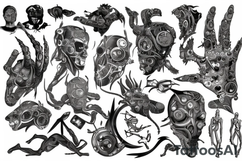 Futuristic khoe San painting tattoo idea