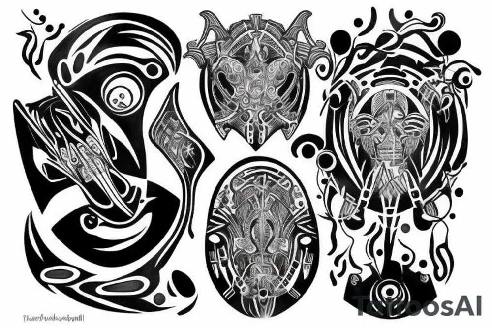 Futuristic Khoisan painting tattoo idea