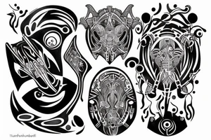 Futuristic Khoisan painting tattoo idea