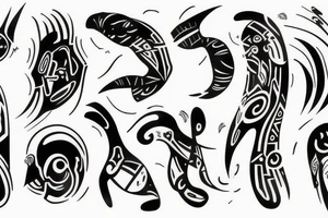 Futuristic Khoisan painting tattoo idea