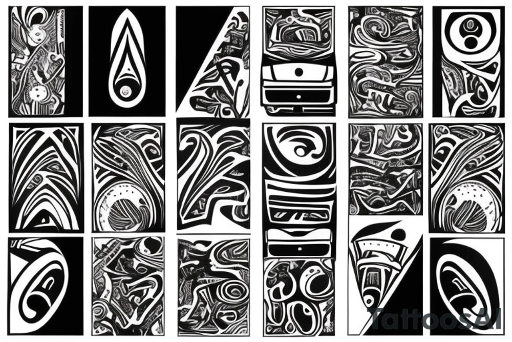 Futuristic Khoisan painting tattoo idea
