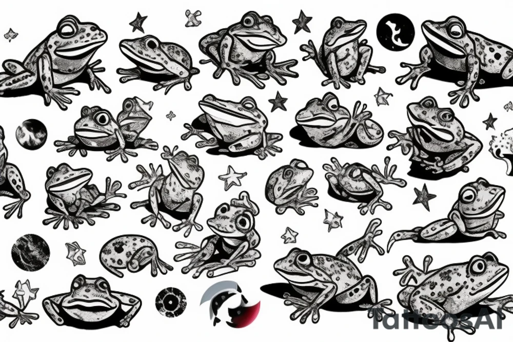 Frog peeing a galaxy tattoo idea