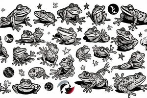 Frog peeing a galaxy tattoo idea