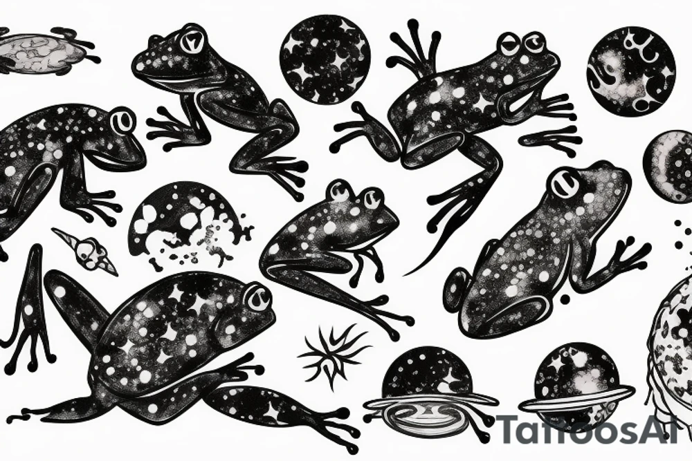 Frog peeing out a galaxy tattoo idea