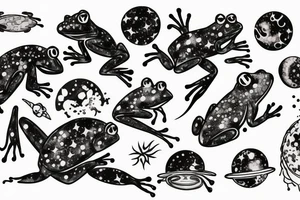 Frog peeing out a galaxy tattoo idea