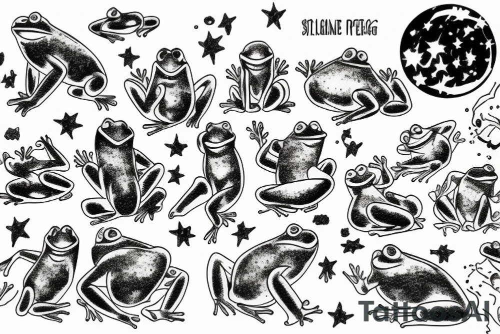 Frog peeing out a galaxy tattoo idea