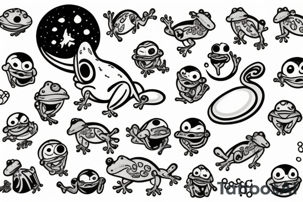 Frog pissing out a galaxy tattoo idea