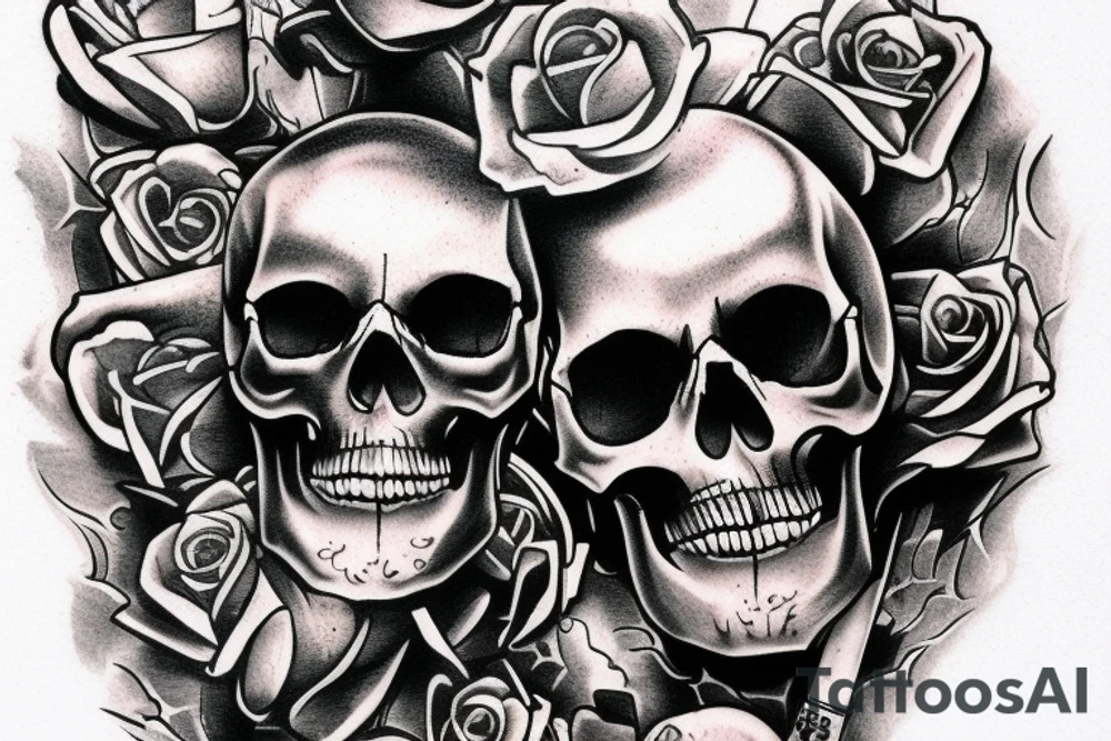 smoking gun going though a skull tattoo idea