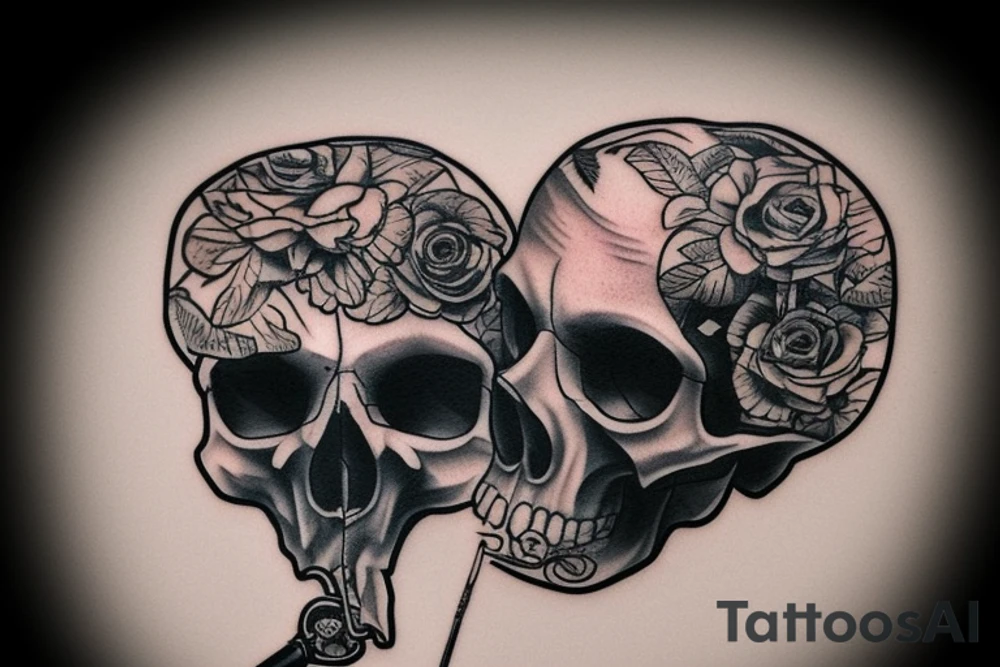 smoking gun going though a skull tattoo idea