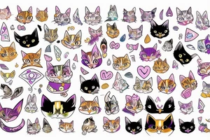 Magical tabby cat with different colored eyes tattoo idea
