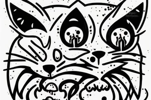 Zombie cat with glowing eyes tattoo idea