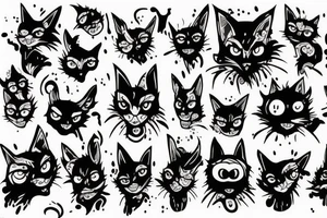 Zombie cat with glowing eyes tattoo idea