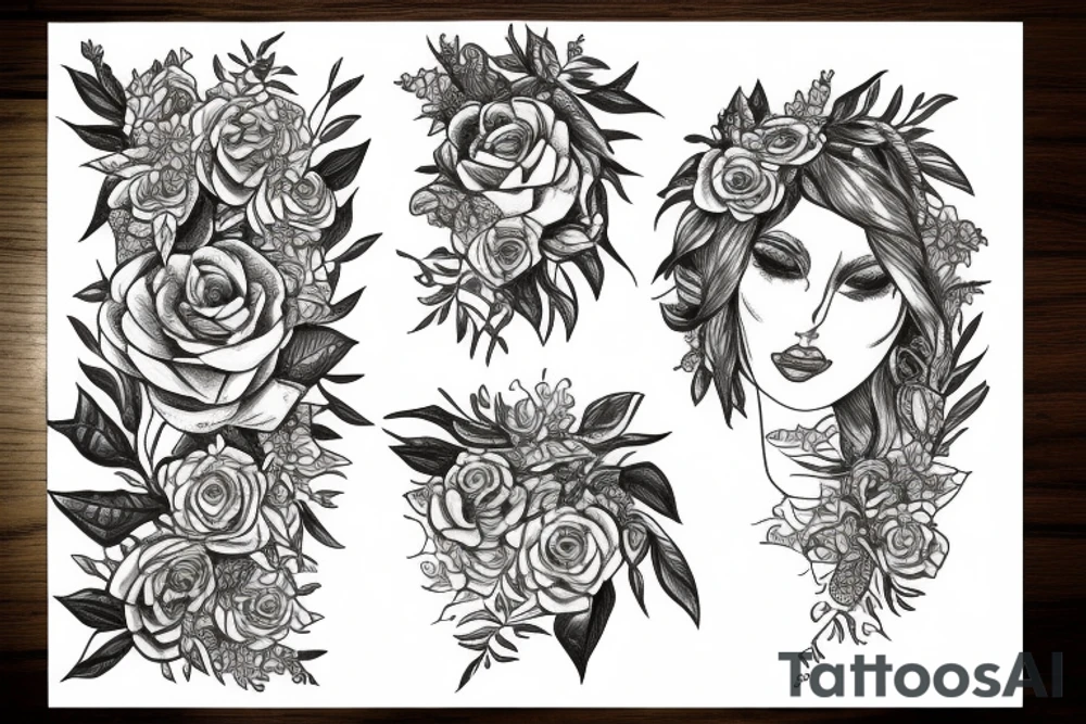 Evelyn wrapped in vines and flowers tattoo idea