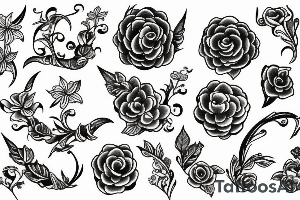 Flowers and snake tattoo idea