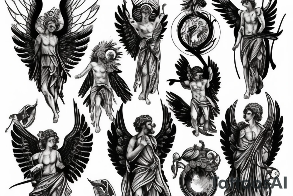 greek gods with angels tattoo idea