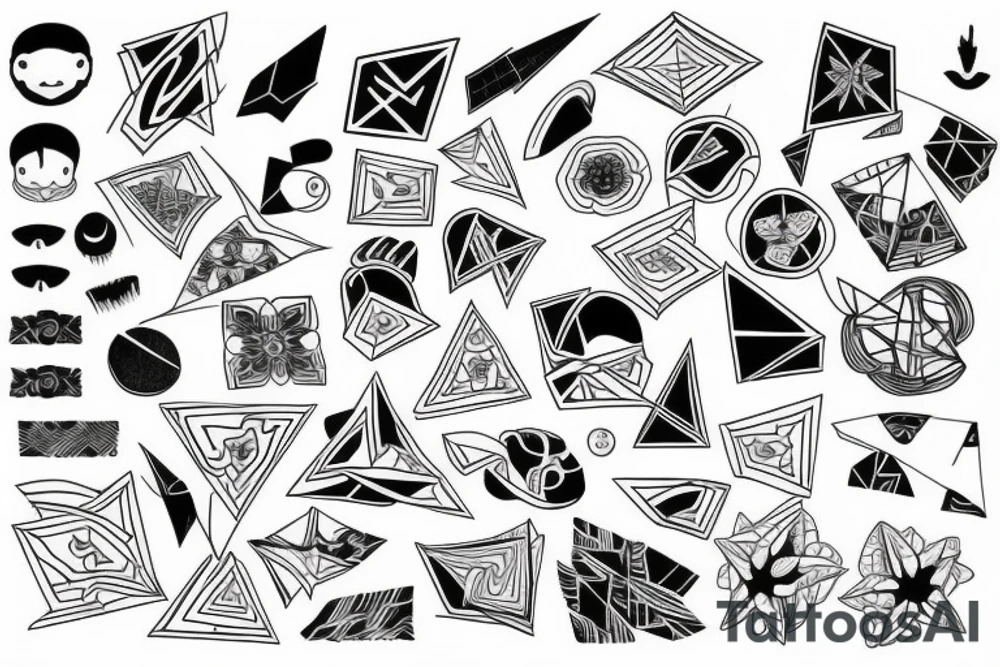 Wrapped around leg geometric tattoo idea