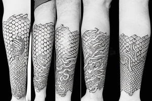 Wrapped around leg geometric snake tattoo idea