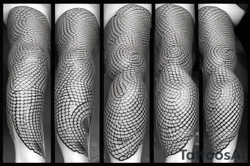Wrapped around leg geometric snake tattoo idea