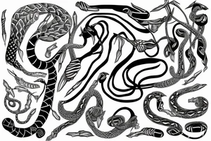 Wrapped around leg geometric snake tattoo idea