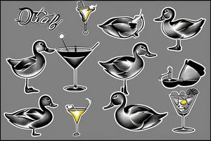 A duck drinking a cocktail tattoo idea