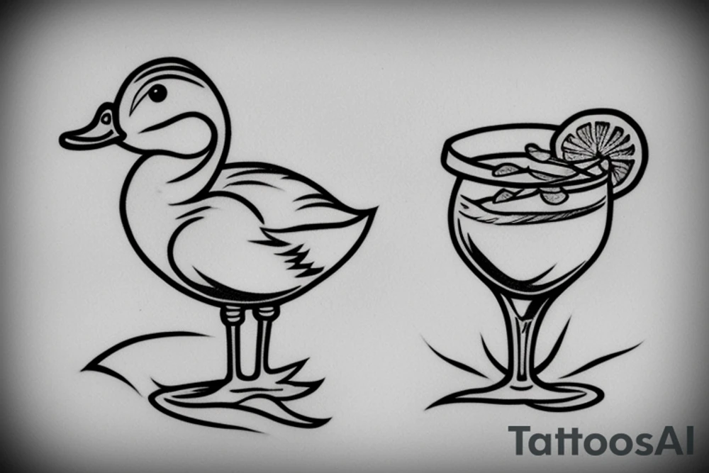 A duck drinking a cocktail tattoo idea