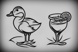 A duck drinking a cocktail tattoo idea
