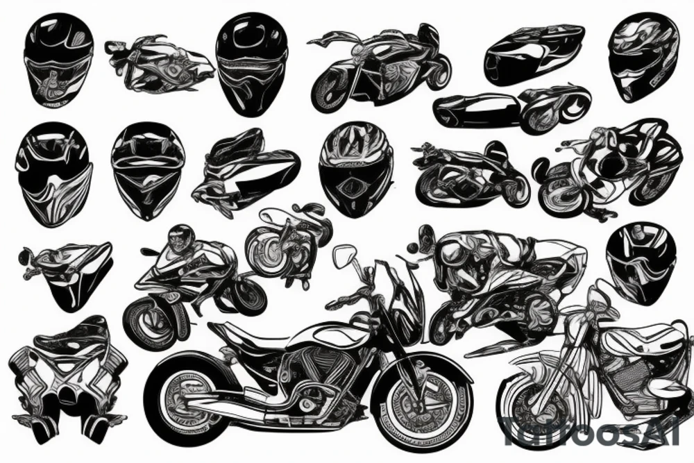 injured motorcycle rider standing next to a crashed motorcycle tattoo idea