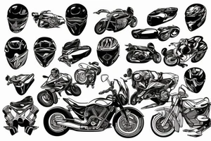 injured motorcycle rider standing next to a crashed motorcycle tattoo idea