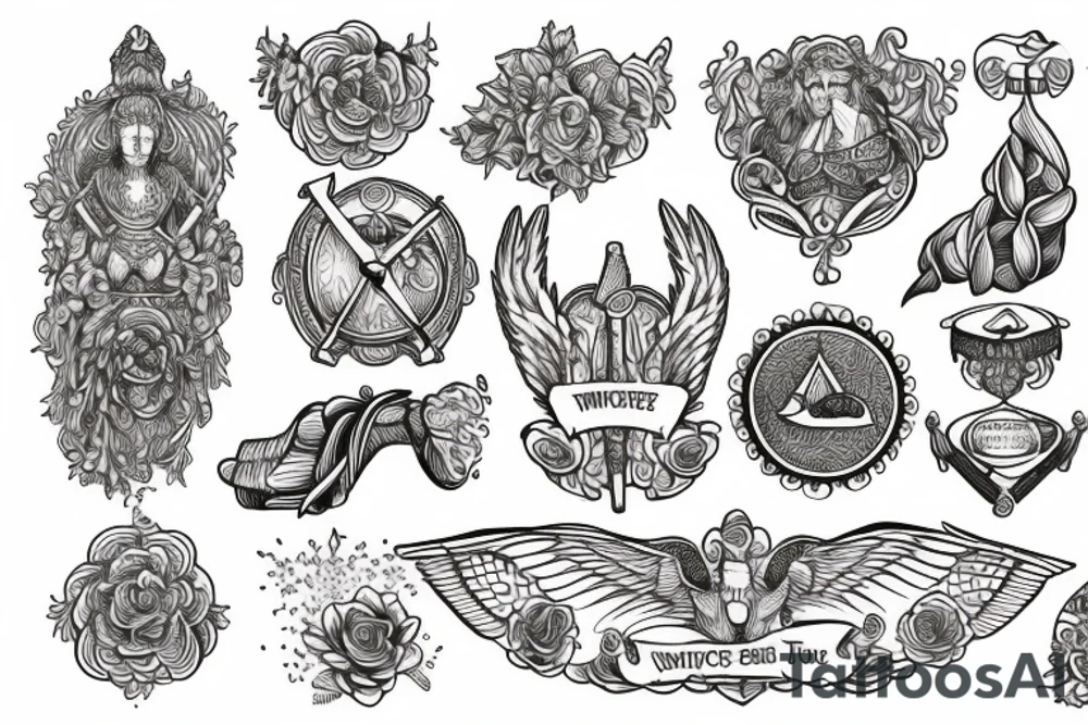 Stoic Virtues: Courage, Temperance, Justice, Wisdom tattoo idea