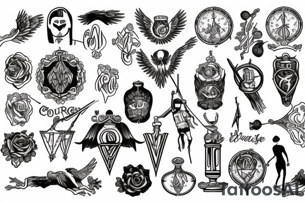 Courage, Temperance, Justice, Wisdom tattoo idea