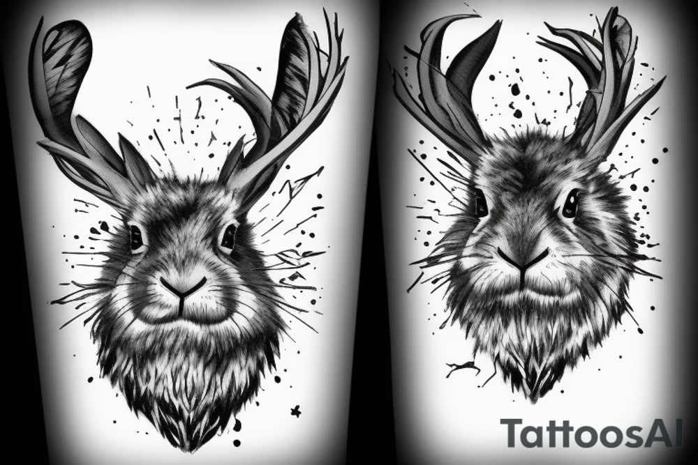 Black jackalope angry strong and fast tattoo idea