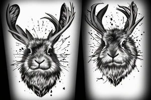 Black jackalope angry strong and fast tattoo idea