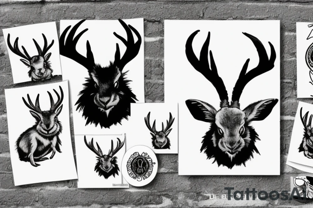 Black jackalope angry strong and fast tattoo idea