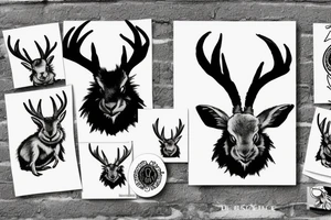 Black jackalope angry strong and fast tattoo idea