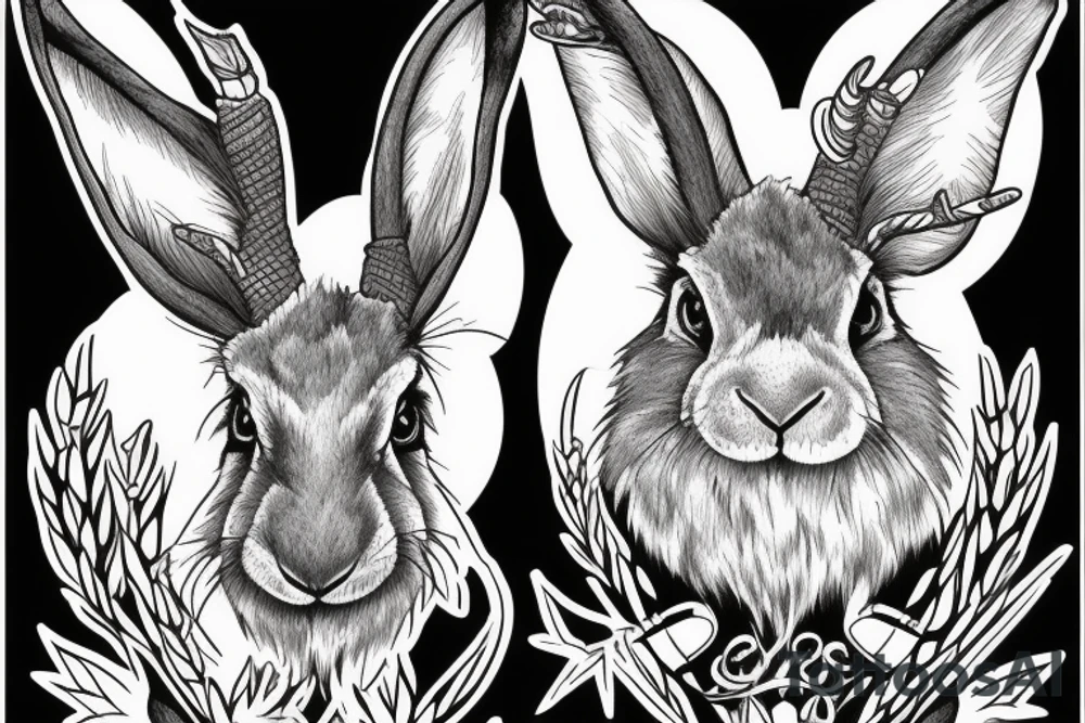 Black jackalope angry strong and fast tattoo idea