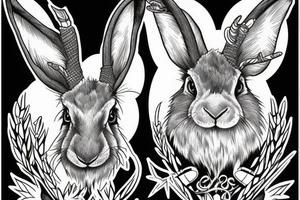 Black jackalope angry strong and fast tattoo idea