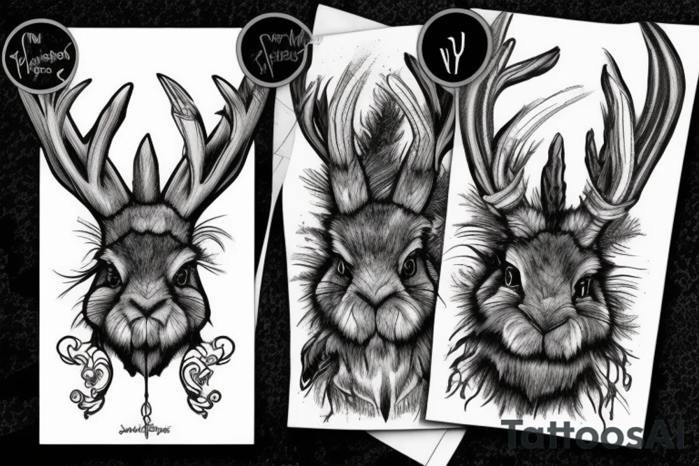 Black jackalope angry strong and fast tattoo idea
