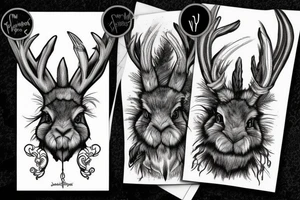 Black jackalope angry strong and fast tattoo idea