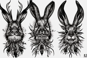 Black jackalope angry strong and fast tattoo idea