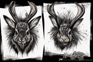 Black jackalope angry strong and fast tattoo idea